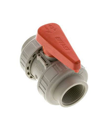 Válvula de bola de 2 vías PP-H Doble Unión Rp 1 1/4'' FKM