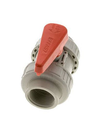Válvula de bola de 2 vías PP-H Doble Unión Rp 1 1/4'' FKM