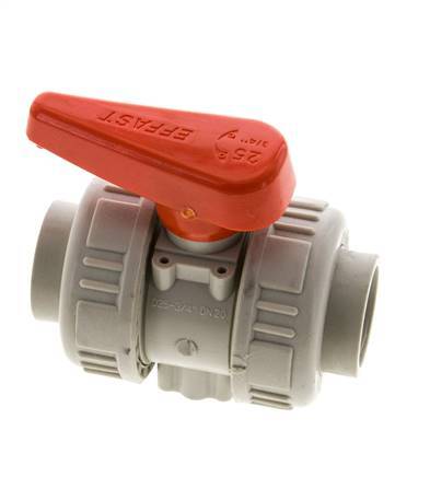Válvula de bola de 2 vías PP-H Doble Unión Rp 3/4'' FKM