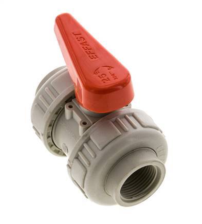 Válvula de bola de 2 vías PP-H Doble Unión Rp 3/4'' FKM