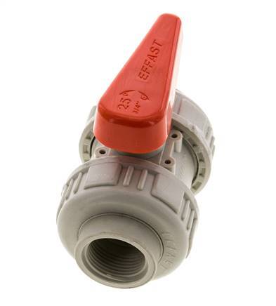 Válvula de bola de 2 vías PP-H Doble Unión Rp 3/4'' FKM