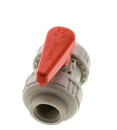 Válvula de bola de 2 vías PP-H Doble Unión Rp 3/4'' FKM