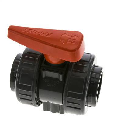 Válvula de bola de PVC de 2 vías Doble Unión Rp 1 1/2'' EPDM