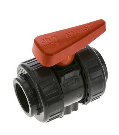 Válvula de bola de PVC de 2 vías Doble Unión Rp 1 1/2'' EPDM