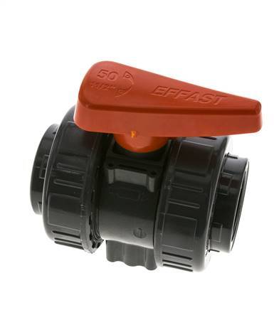 Válvula de bola de PVC de 2 vías Doble Unión Rp 1 1/2'' EPDM