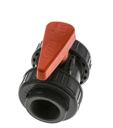 Válvula de bola de PVC de 2 vías Doble Unión Rp 1 1/2'' EPDM