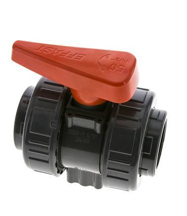 Válvula de bola de PVC de 2 vías Doble Unión Rp 1 1/2'' FKM