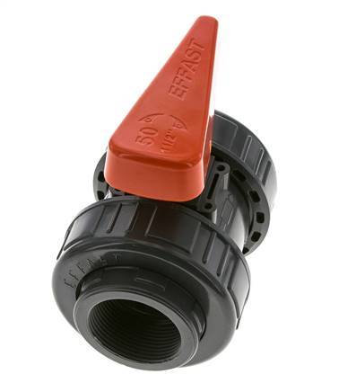 Válvula de bola de PVC de 2 vías Doble Unión Rp 1 1/2'' FKM