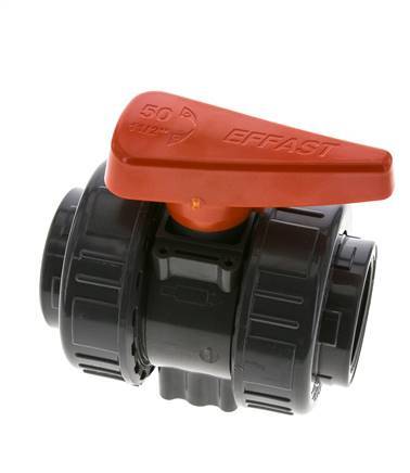 Válvula de bola de PVC de 2 vías Doble Unión Rp 1 1/2'' FKM