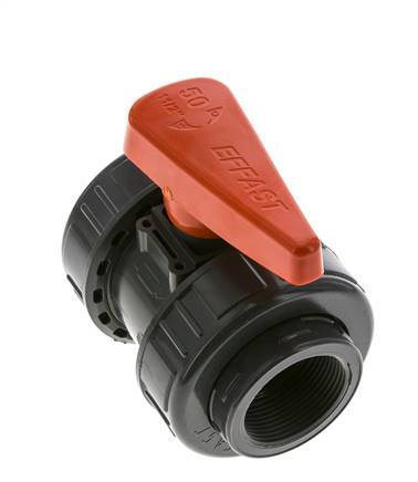 Válvula de bola de PVC de 2 vías Doble Unión Rp 1 1/2'' FKM