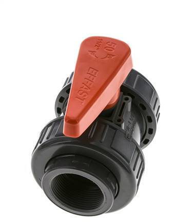 Válvula de bola de PVC de 2 vías Doble Unión Rp 1 1/2'' FKM