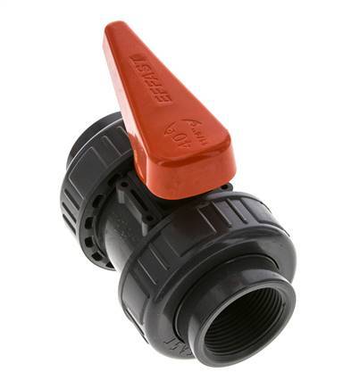 Válvula de bola de PVC de 2 vías Doble Unión Rp 1 1/4'' FKM
