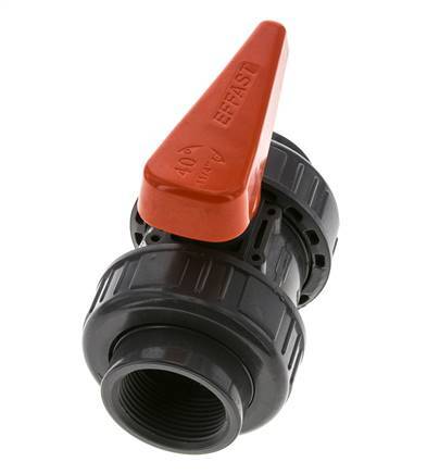 Válvula de bola de PVC de 2 vías Doble Unión Rp 1 1/4'' FKM