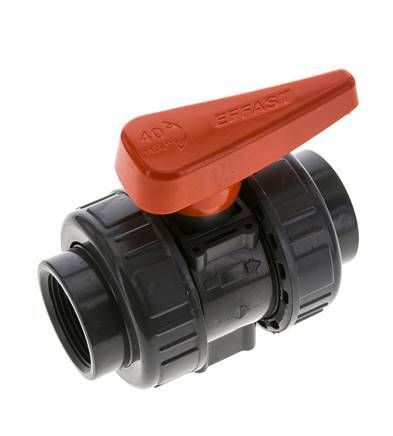Válvula de bola de PVC de 2 vías Doble Unión Rp 1 1/4'' FKM