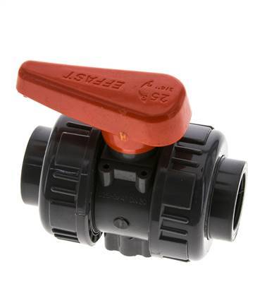 Válvula de Bola de PVC de 2 Vías Doble Unión Rp 3/4'' FKM