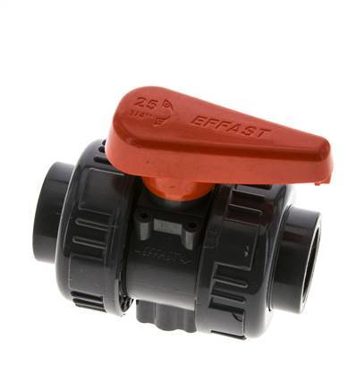 Válvula de Bola de PVC de 2 Vías Doble Unión Rp 3/4'' FKM