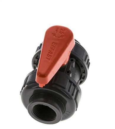 Válvula de Bola de PVC de 2 Vías Doble Unión Rp 3/4'' FKM