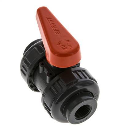 Válvula de bola de PVC de 2 vías Doble Unión Rp 3/8'' EPDM