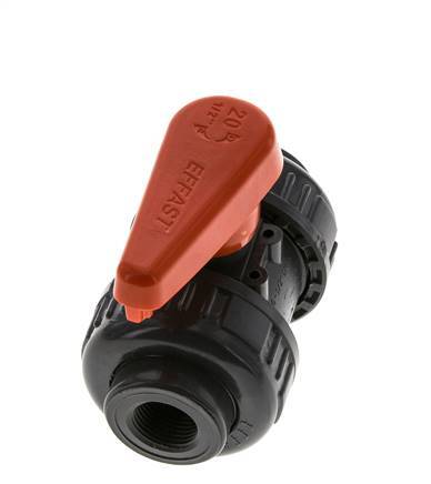 Válvula de bola de PVC de 2 vías Doble Unión Rp 3/8'' EPDM