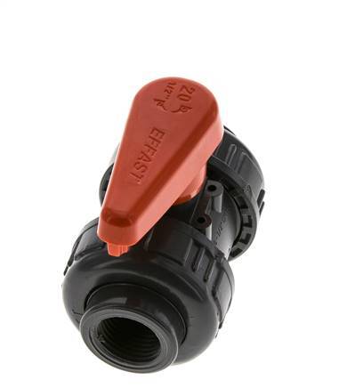 Válvula de Bola de PVC de 2 Vías Doble Unión Rp 3/8'' FKM