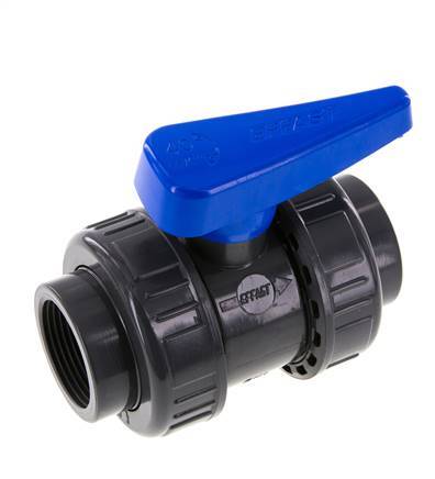 Válvula de Bola de PVC de 2 Vías Doble Unión Rp 1 1/4'' EPDM