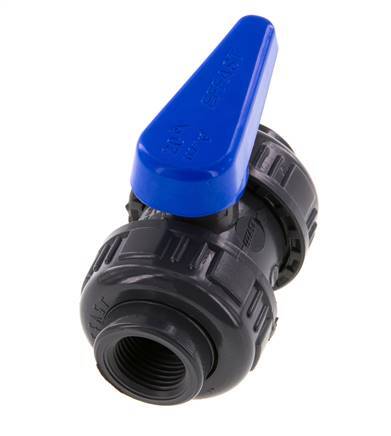 Válvula de bola de PVC de 2 vías Doble Unión Rp 1/2'' EPDM