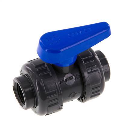 Válvula de bola de PVC de 2 vías Doble Unión Rp 1/2'' EPDM