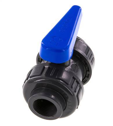 Válvula de bola de PVC de 2 vías Doble Unión Rp 3/4'' EPDM
