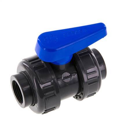 Válvula de bola de PVC de 2 vías Doble Unión Rp 3/4'' EPDM