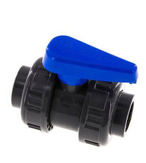 Válvula de bola de PVC de 2 vías Doble Unión Rp 3/4'' EPDM