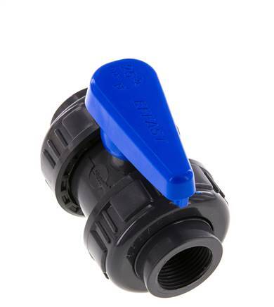 Válvula de bola de PVC de 2 vías Doble Unión Rp 3/4'' EPDM