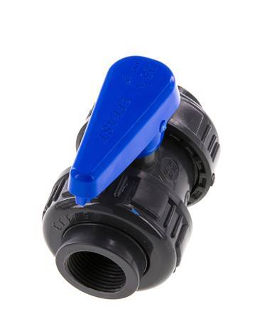 Válvula de bola de PVC de 2 vías Doble Unión Rp 3/4'' EPDM