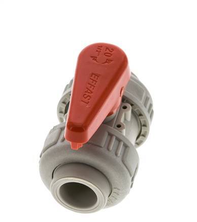 Válvula de Bola PP-H de 2 Vías Doble Unión 20 mm FKM
