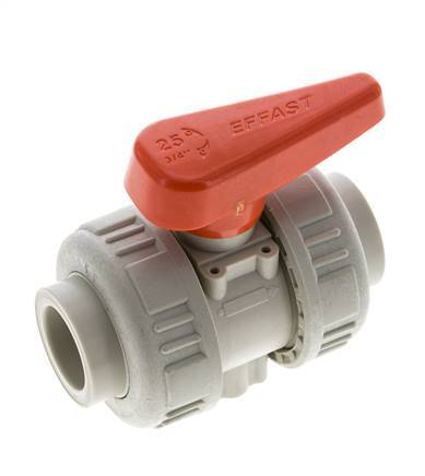 Válvula de bola de 2 vías PP-H Doble Unión 25 mm EPDM