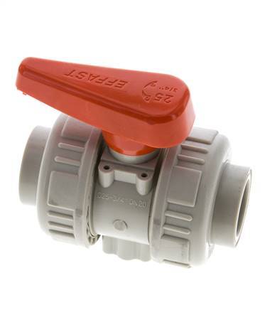 Válvula de Bola PP-H de 2 Vías Doble Unión 25 mm FKM