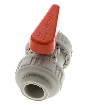 Válvula de Bola PP-H de 2 Vías Doble Unión 25 mm FKM
