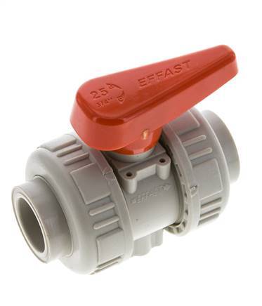 Válvula de Bola PP-H de 2 Vías Doble Unión 25 mm FKM