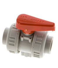 Válvula de Bola PP-H de 2 Vías Doble Unión 25 mm FKM