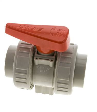 Válvula de bola de 2 vías PP-H Doble Unión 50 mm EPDM