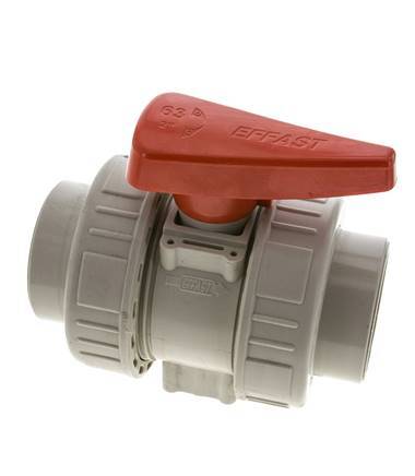 Válvula de bola de 2 vías PP-H Doble Unión 63 mm FKM