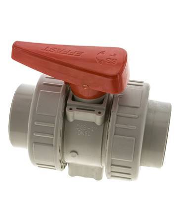 Válvula de bola de 2 vías PP-H Doble Unión 63 mm FKM