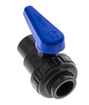 Válvula de bola de PVC de 2 vías Unión simple 20 mm Socket EPDM