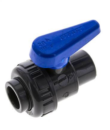 Válvula de bola de PVC de 2 vías Unión simple 20 mm Socket EPDM