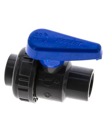 Válvula de bola de PVC de 2 vías Unión simple 20 mm Socket EPDM