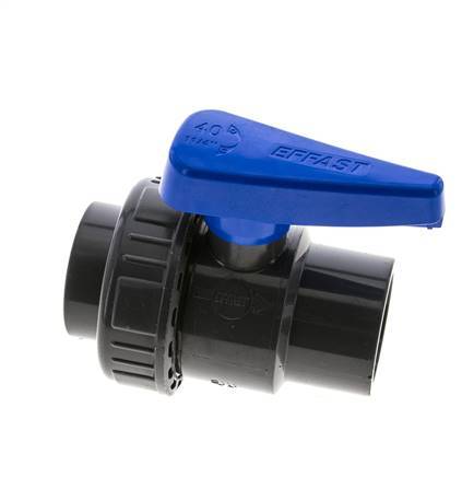 Válvula de bola de PVC de 2 vías Unión Simple 40 mm Socket EPDM