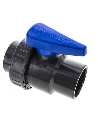 Válvula de bola de PVC de 2 vías Unión Simple 63 mm Socket EPDM
