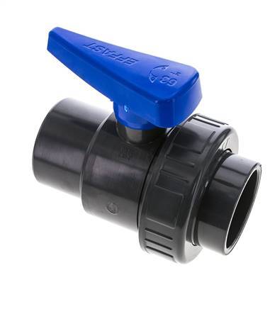 Válvula de bola de PVC de 2 vías Unión Simple 63 mm Socket EPDM