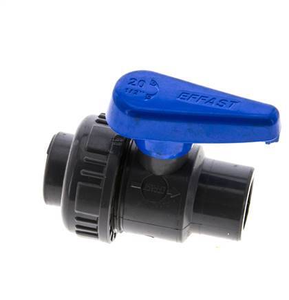 Válvula de bola de PVC de 2 vías Unión Simple Rp 1/2'' EPDM