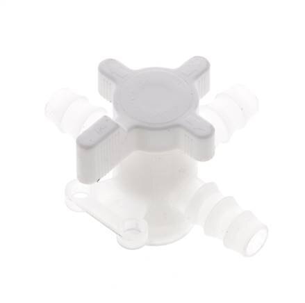 Válvula de bola de 3 vías de PVDF Barras de manguera de 3/8'' (9 mm)