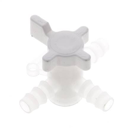 Válvula de bola de 3 vías de PVDF Barras de manguera de 3/8'' (9 mm)